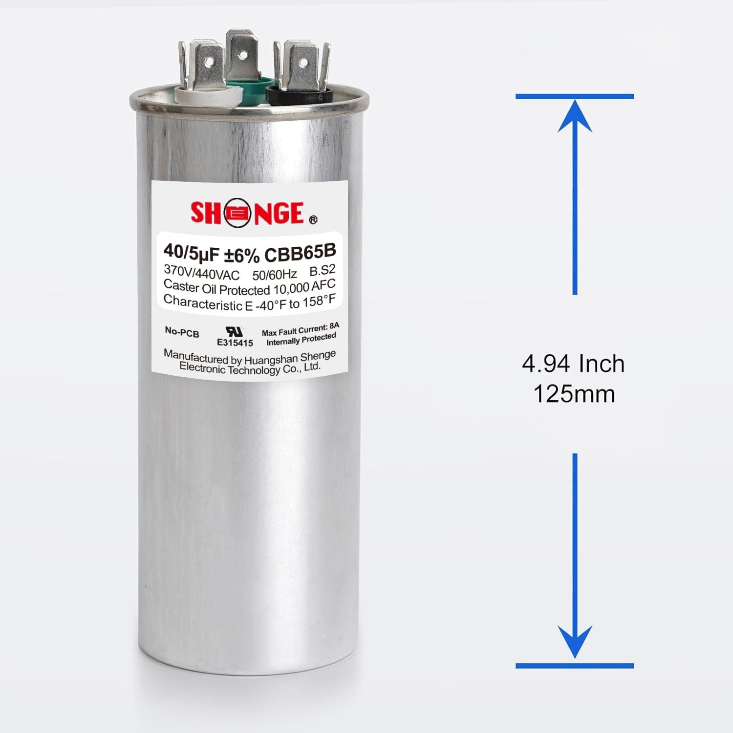 Shenge CBB65A S2 Capacitor 370V/440V 50/60 Hz 40/5 µF