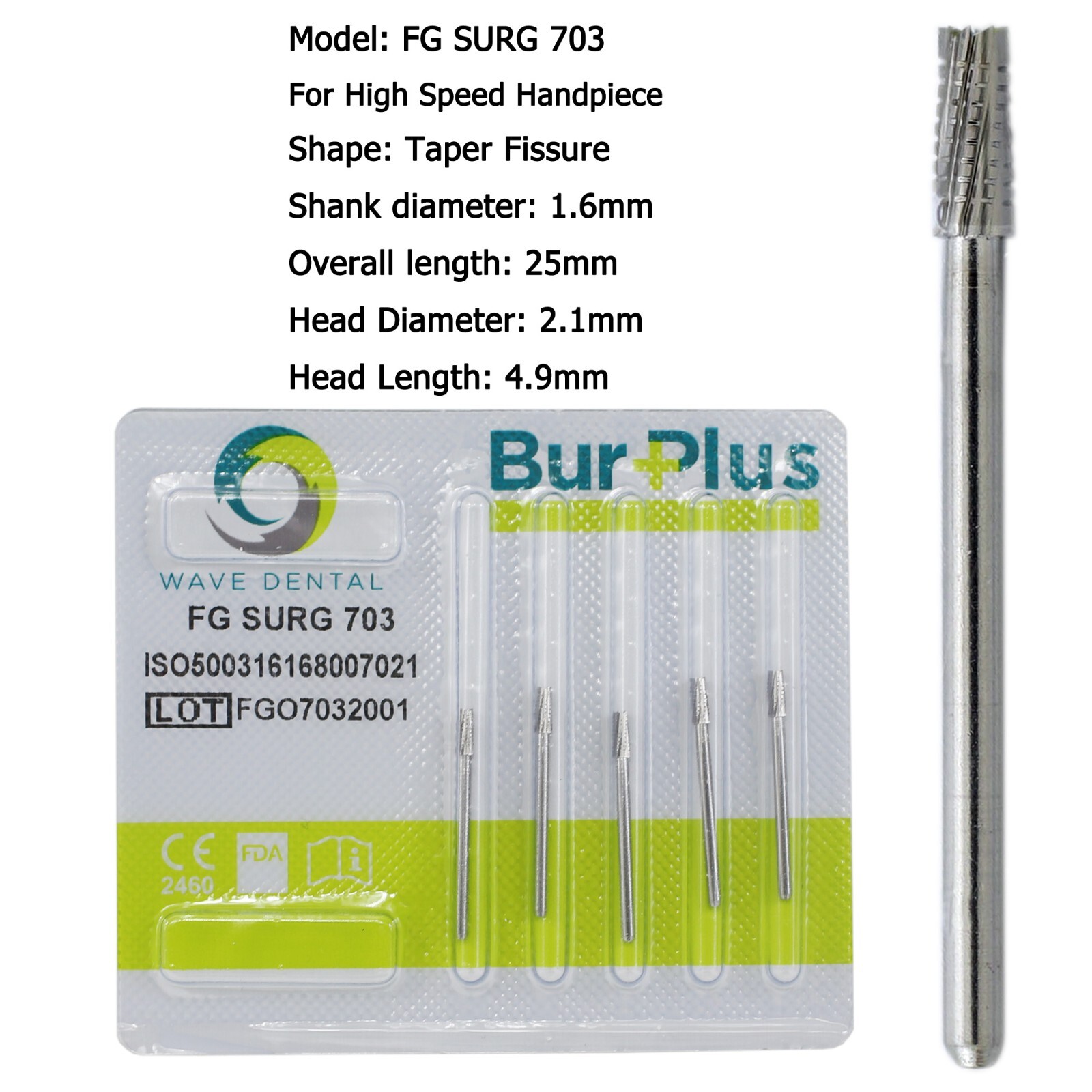 Wave Dental Surgical Carbide Burs Round 557 557L 702 4 6 Long High Speed FG 25mm
