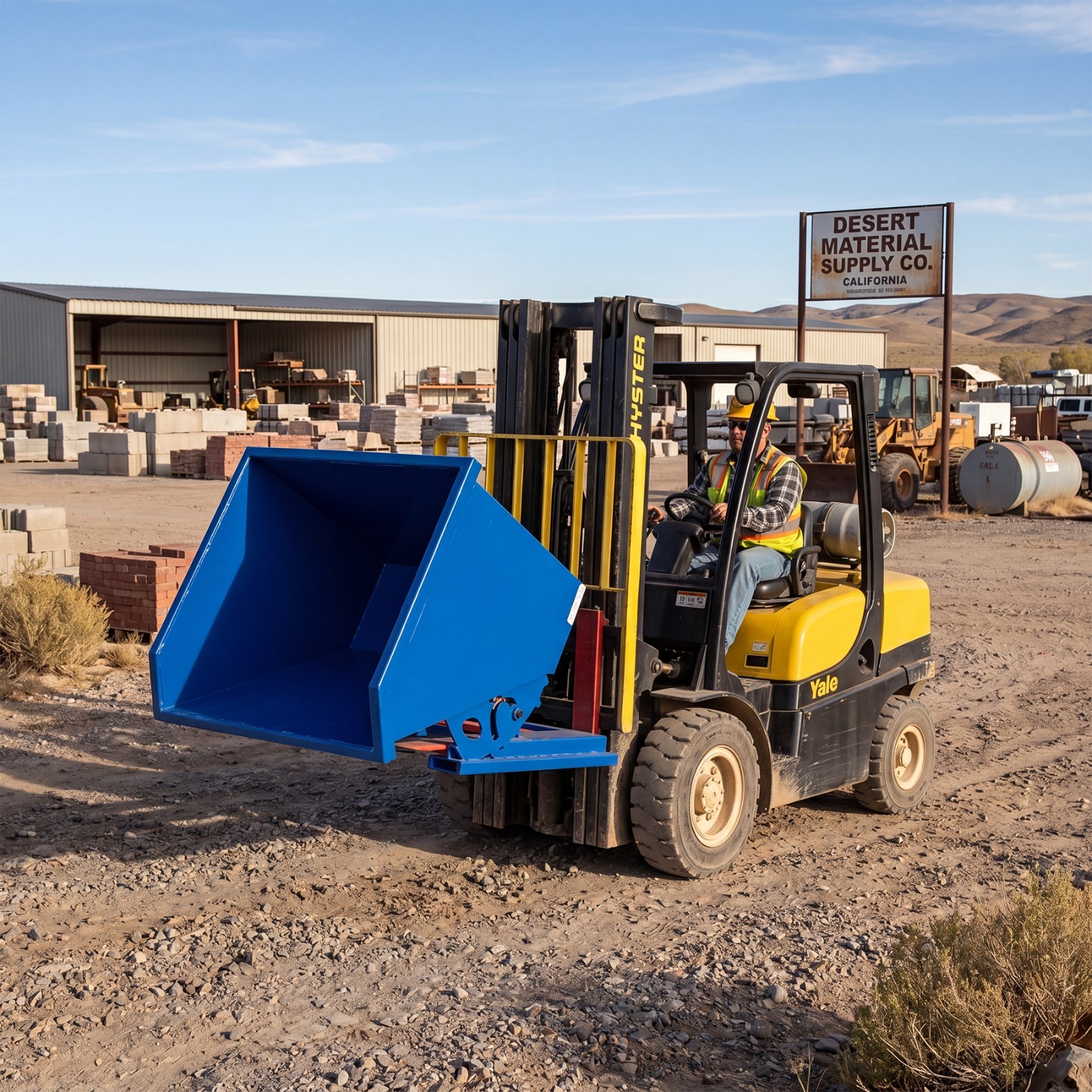 1.5 CY Self Dumping Trash Hopper Dumpster for Forklift/Skid Steer | 6000LB Load