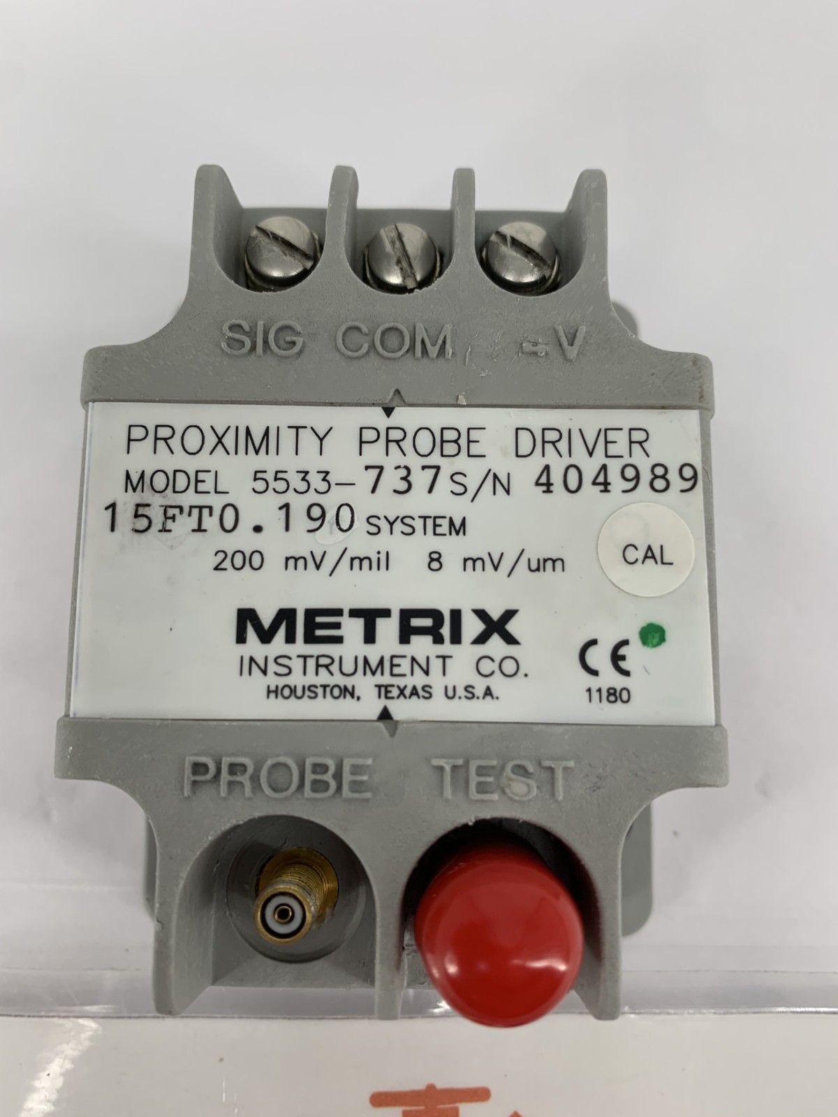Metrix 5533-737 Proximity Probe Driver 15FT0.190 System 200mVMil 8.0 mV/µm