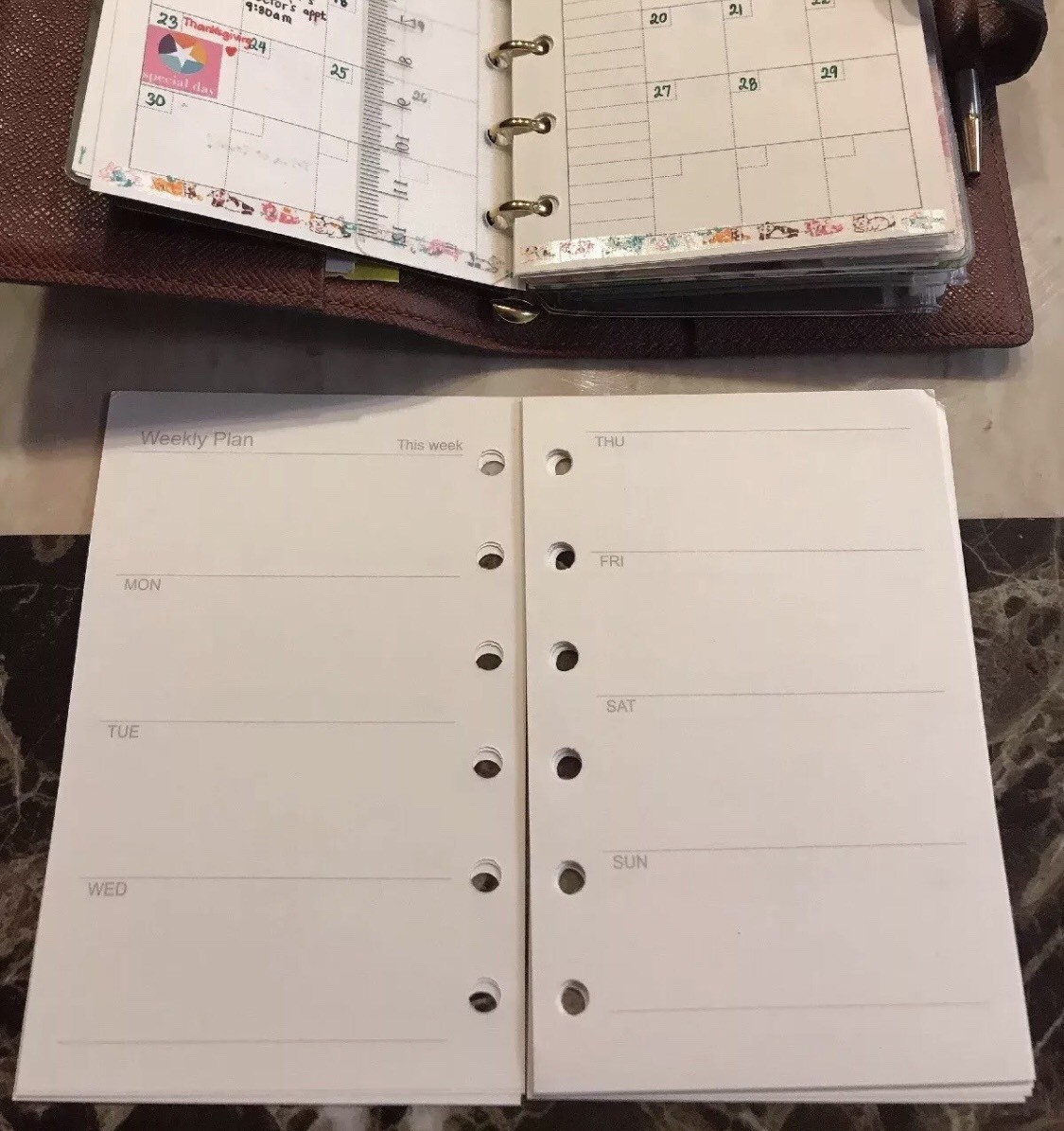 Agenda-PM-Inserts-Blank-Monthly-Weekly-Refills Fits For PM Size Agenda #00014