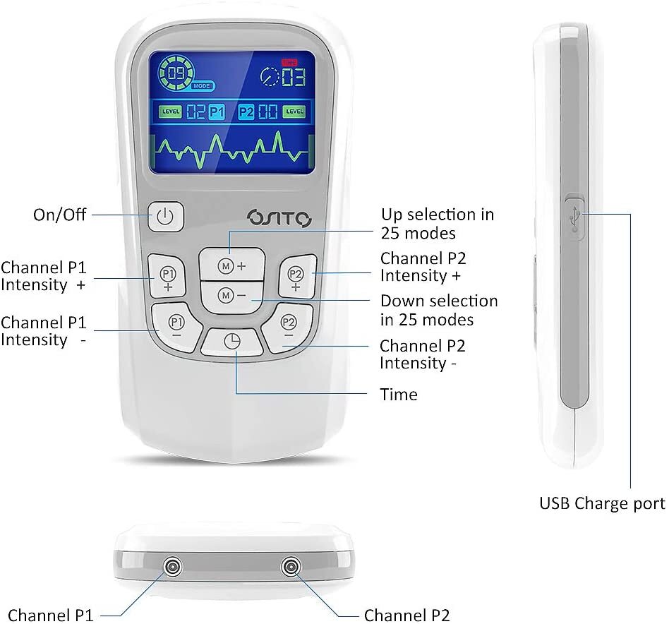 TENS Pulse Massager Pain Relief Unit Muscle Stimulator Machine 25 Modes Therapy