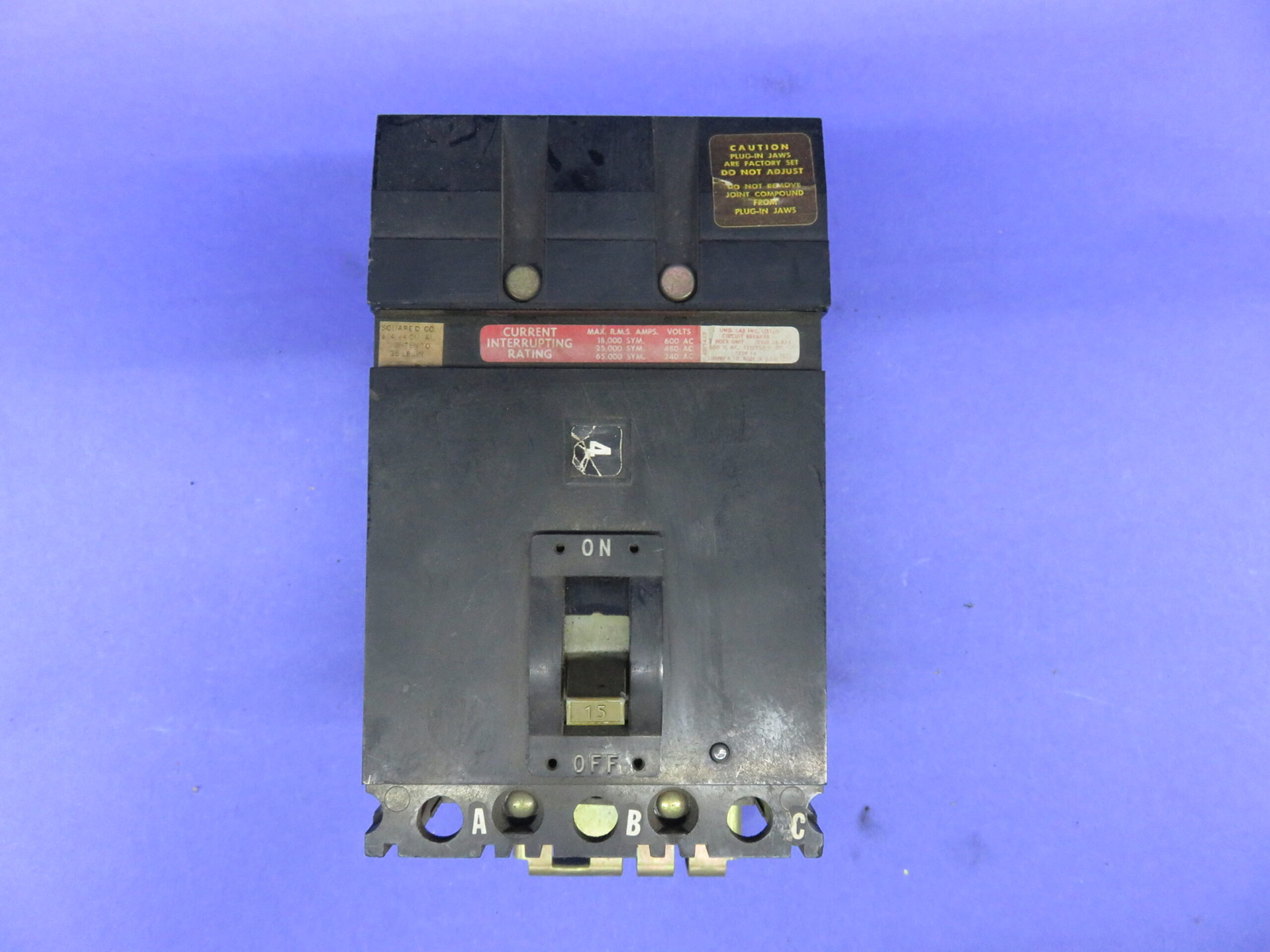 SQUARE D CIRCUIT BREAKER FH-36015 I-LINE 15A 600V 3P IYEAR WARRANTY