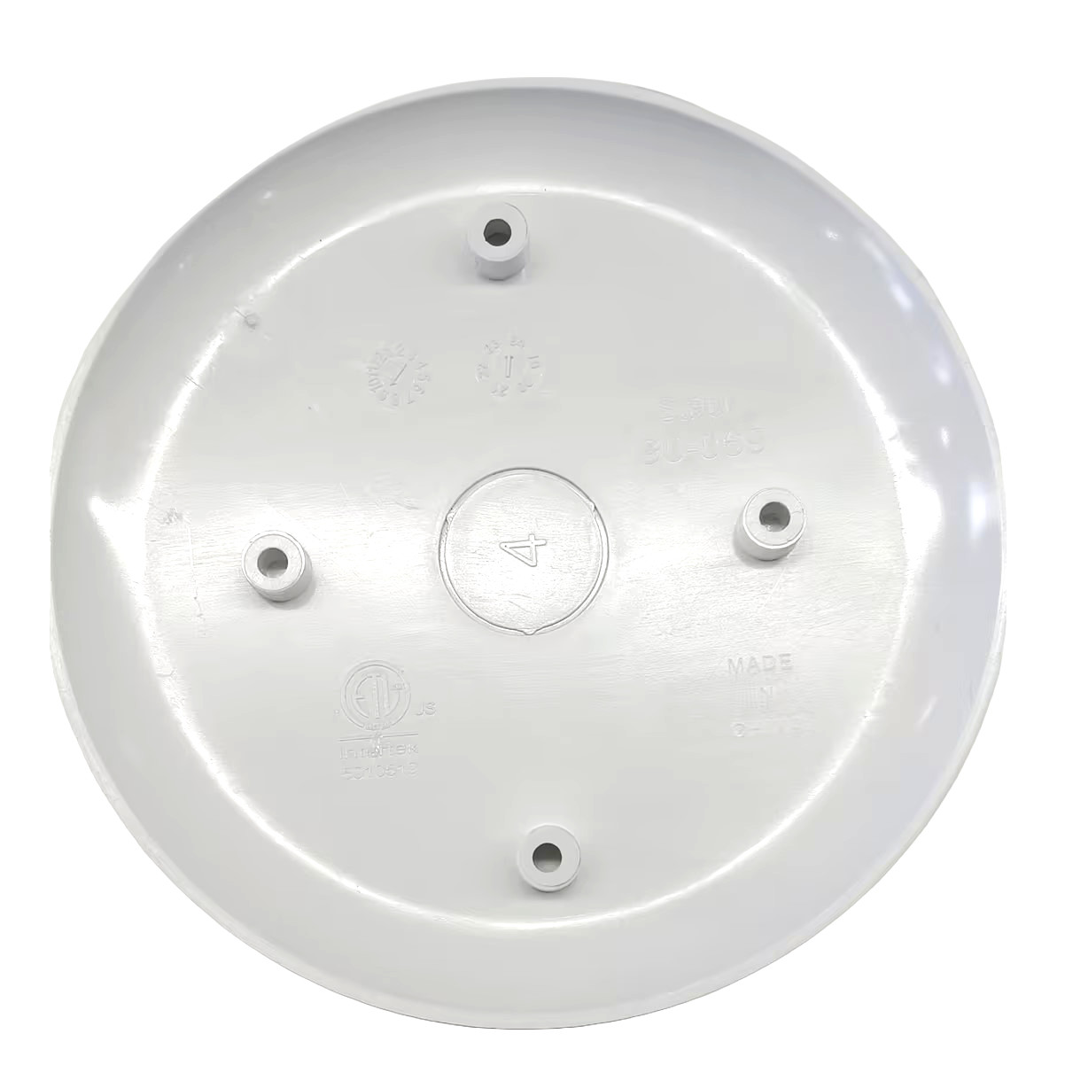 5.15″ White Round Ceiling Box Cover, Non-Metallic PPO, Screw-On, ETL Listed