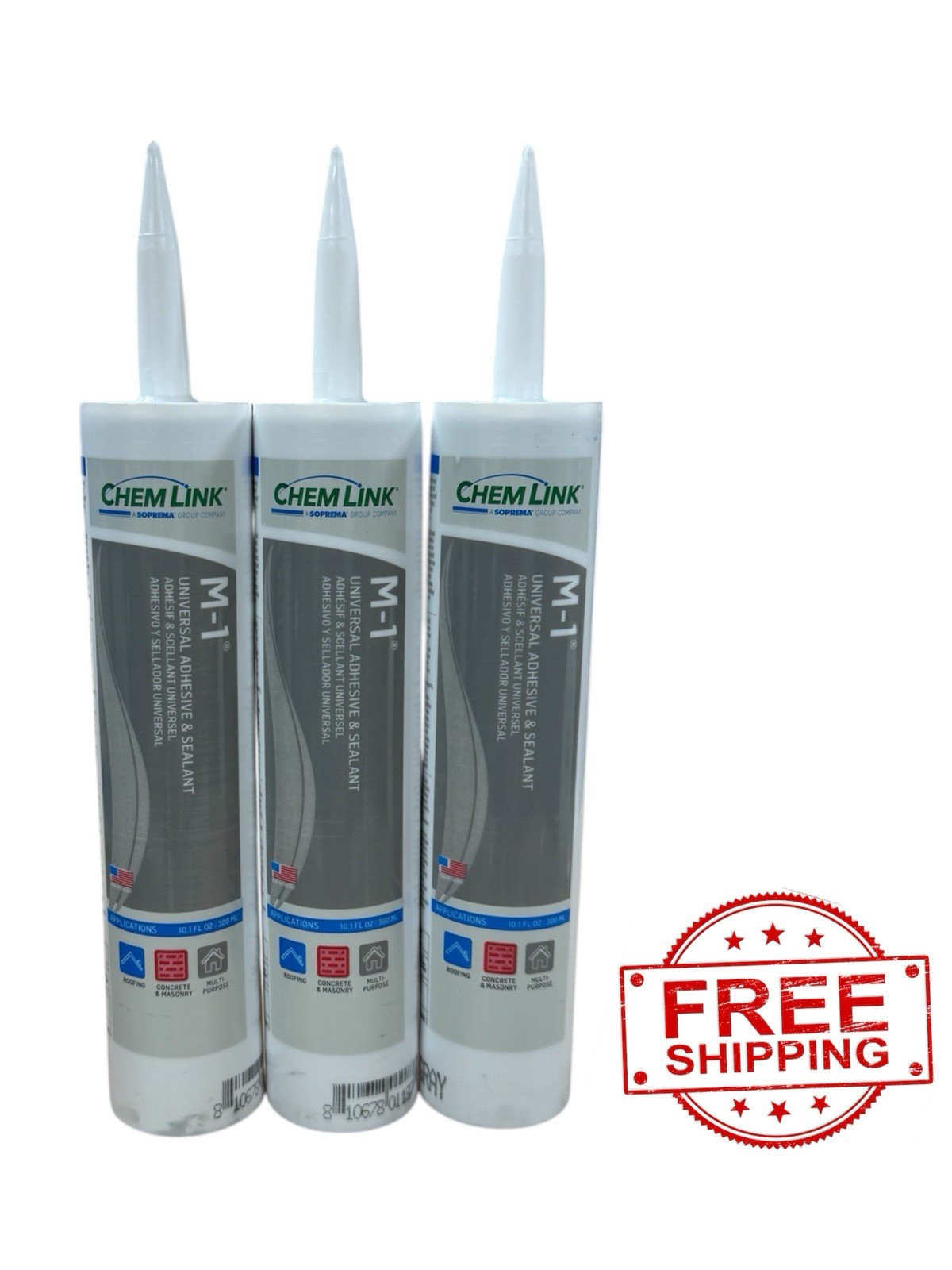 3X Chemlink M-1 Gray Universal Structural Adhesive & Sealant Cartridge *New*