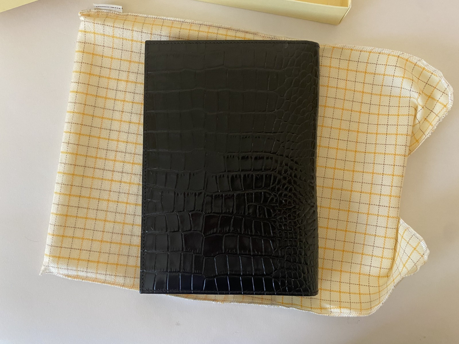 GRAPHIC IMAGE Refillable Notebook Black Leather Crocodile Embossed