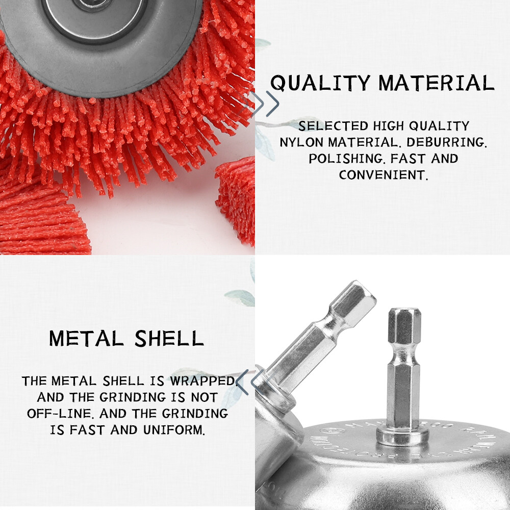 Nylon Filament Abrasive Wire Brush Wheel Cup Brush 1/4″ Hex Shank Rotary Tools