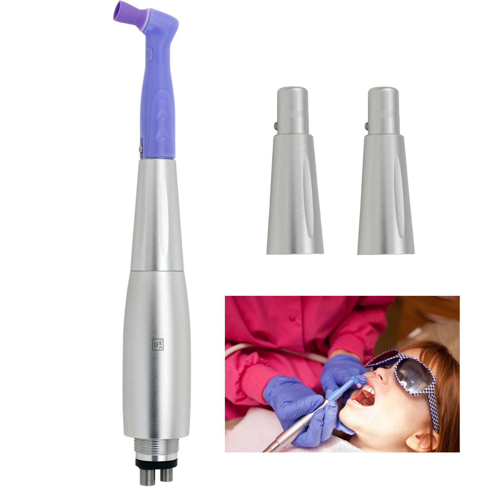 Dental Hygiene Prophy Handpiece Air Motor 4 Hole & 3 Nose Cone Midwest RDH KaVo