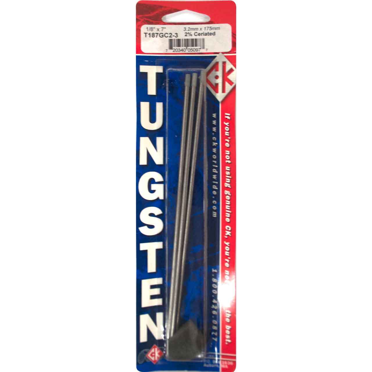 CK T187GC2-3 2% Ceriated Tungsten Electrode Ceriated 1/8″ X 7″ 3 pack