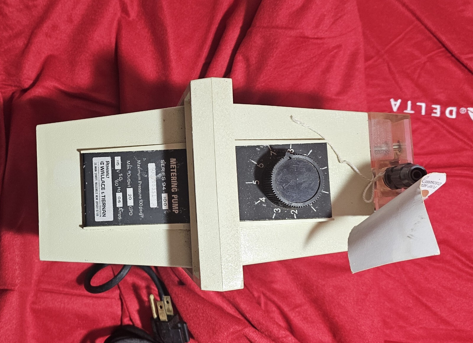 Wallace & Tiernan 94-100 Metering Pump 115VAC 0.9A 100 Psi 20 GPD