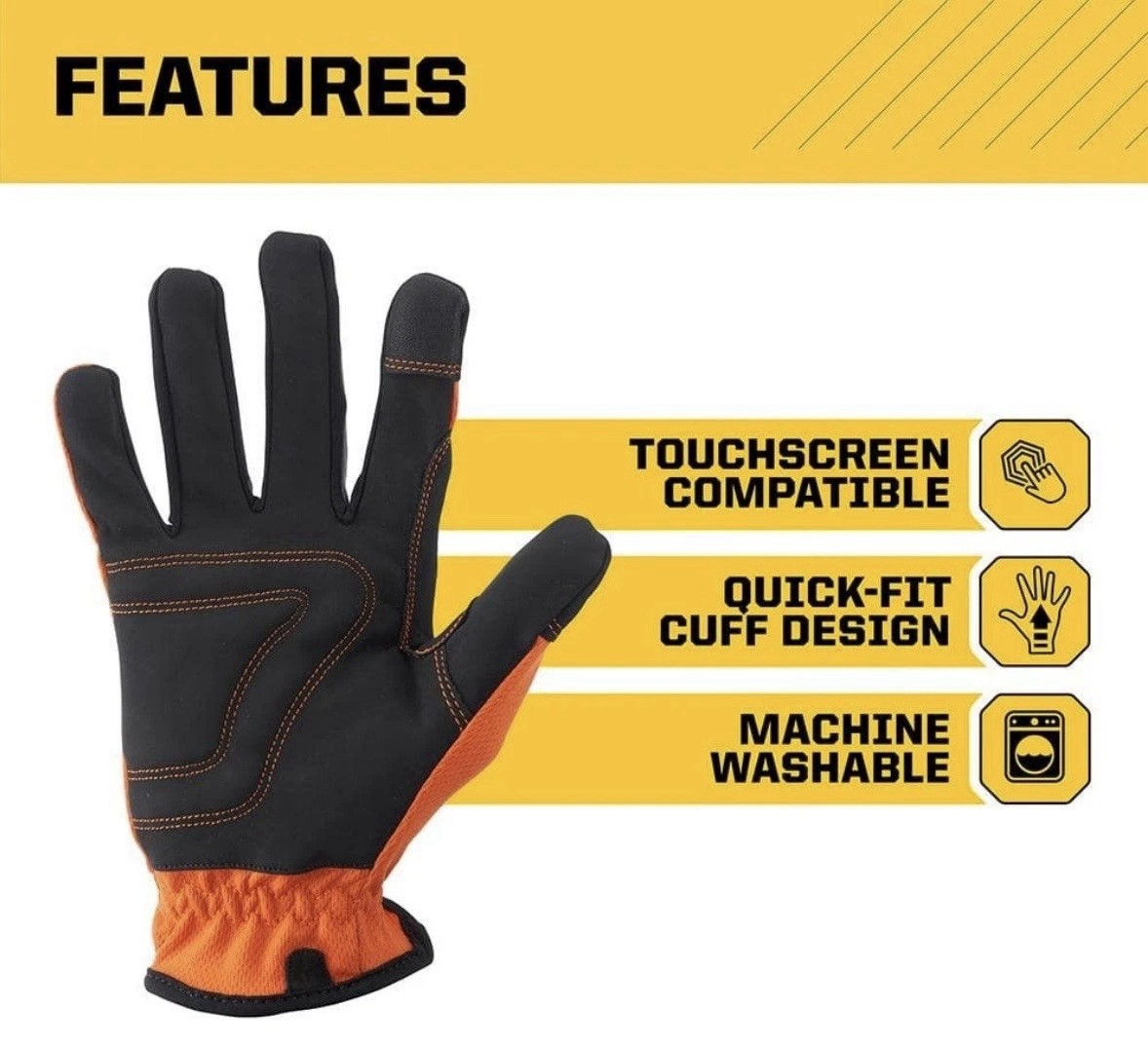 Firm Grip Work Gloves X-Large 3 Pack Utility Safety Durable Padded Knuckles Grip