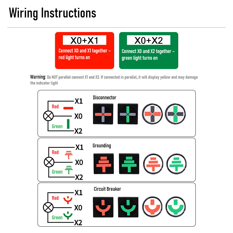 Red-Green LED Signal Lamp for Electrical Panel & Fault Detection in Control Box