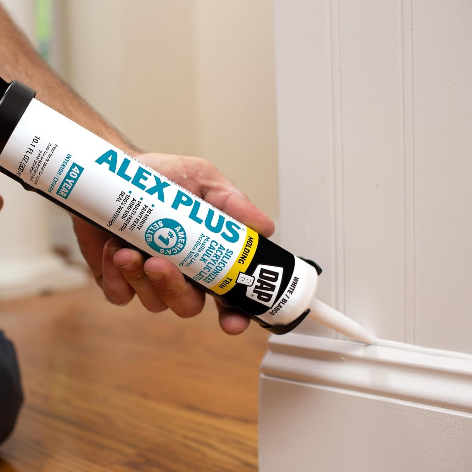DAP Alex Plus Acrylic Latex Caulk, White, 10.1 Oz (7079818152) Oz, White