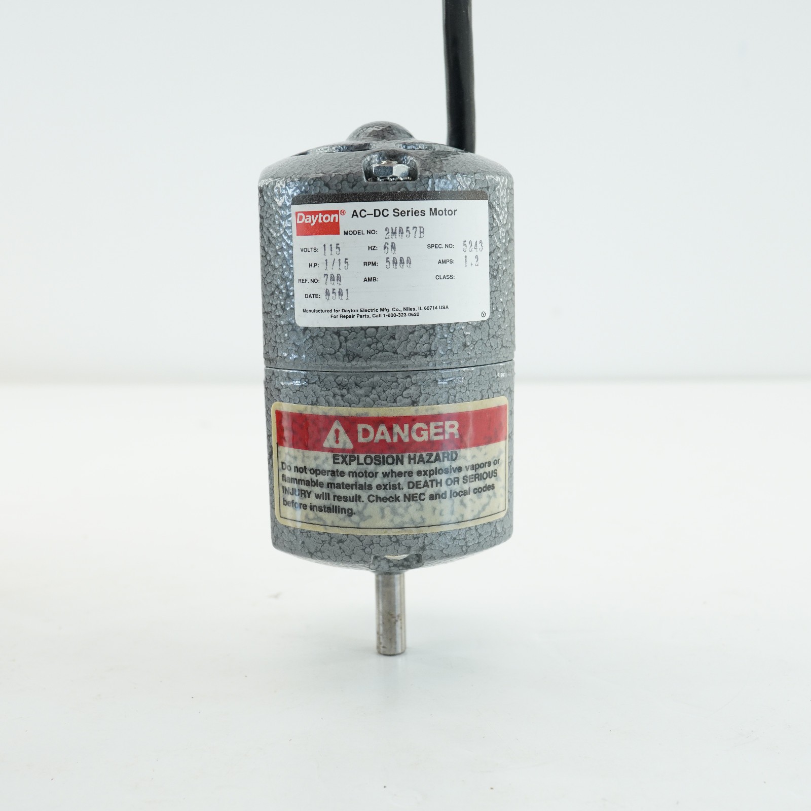 DAYTON 2M057B APPLIANCE AC/DC MOTOR 1/15HP 5000 RPM 115V CCW Rotation NOS