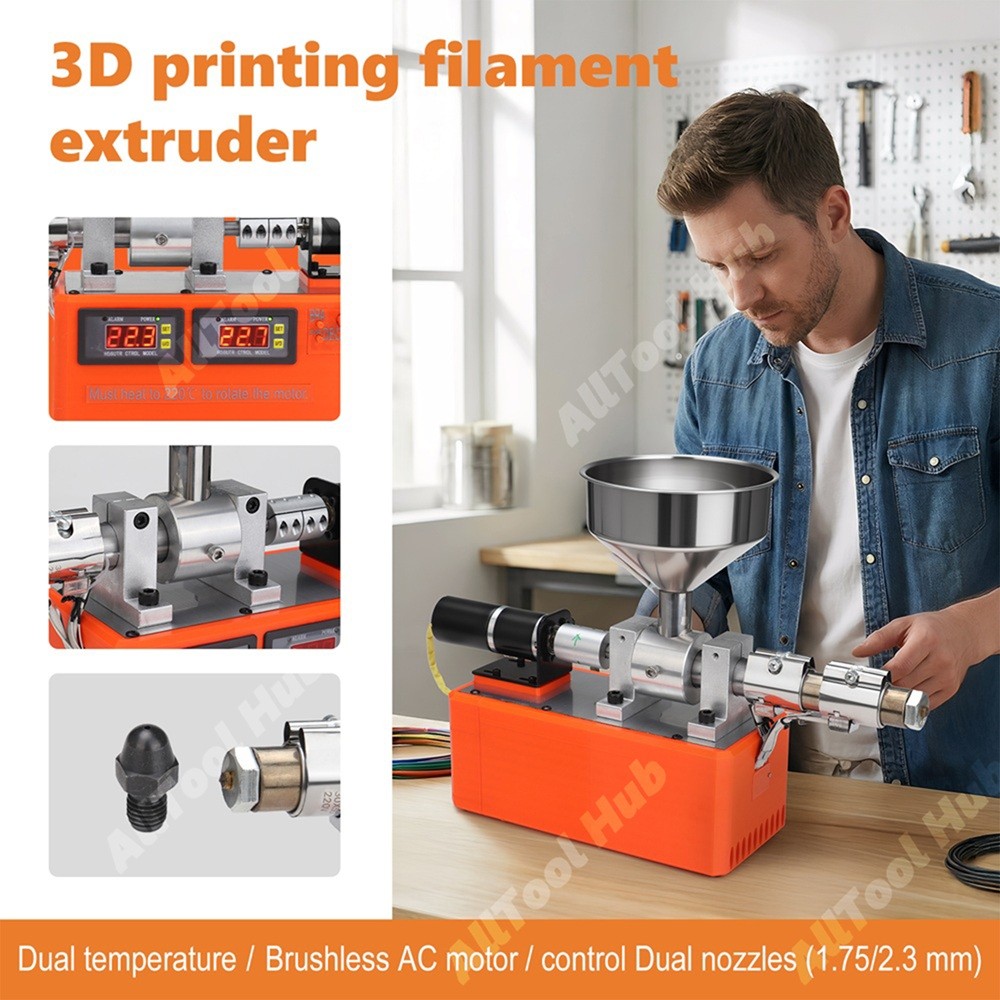 Desktop Filament Extruder 1.75mm 110V PLA ABS PETG Recycler Maker for 3D Printer