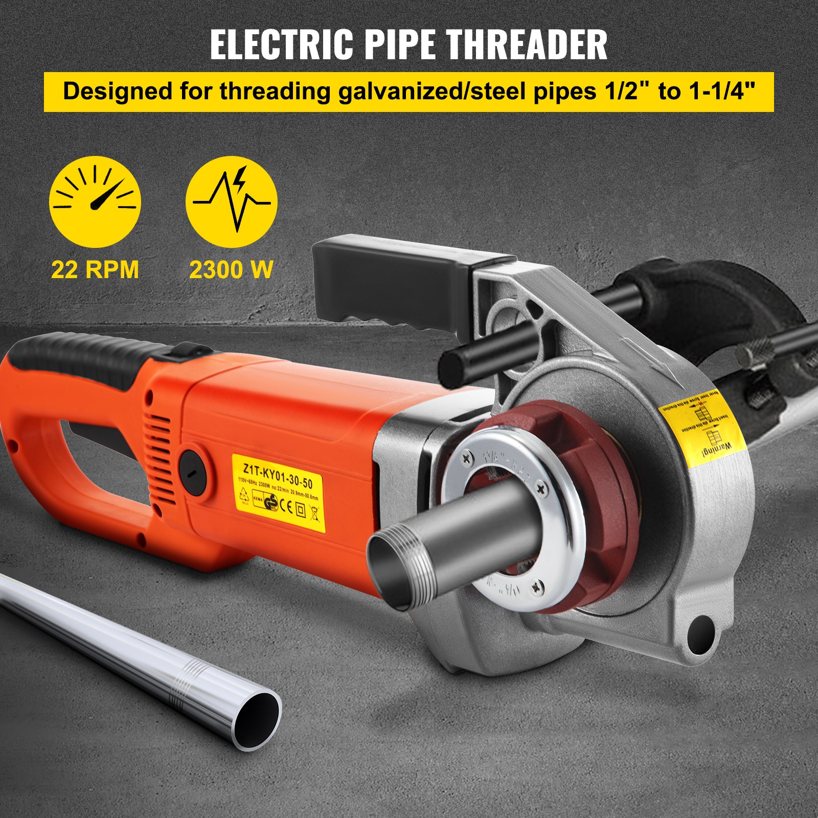 VEVOR Electric Pipe Threader Pipe Threading Machine 2300W 4 Dies 1/2″-1 1/4″