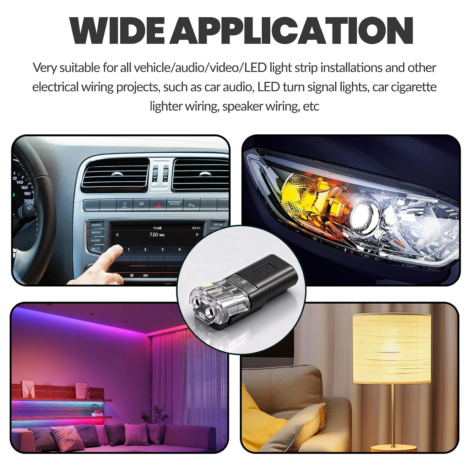 50Pcs Quick Connect Wire Connectors,Low Voltage No Stripping Double Wire Plug