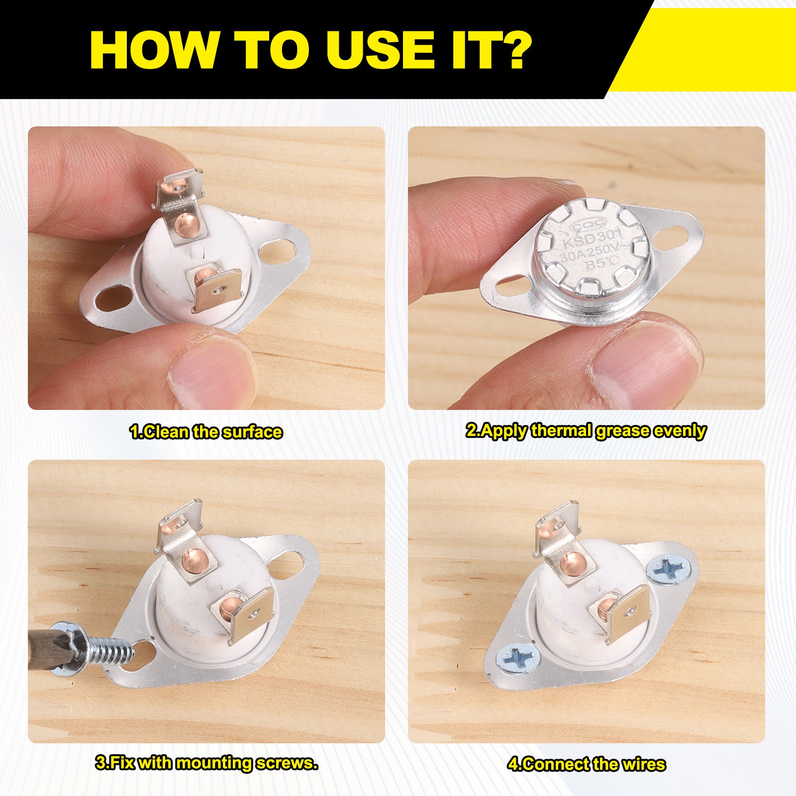 2Pcs KSD301 Thermostat 85°C/185°F 20A 250V Normally Closed N.C Switch, Ceramic