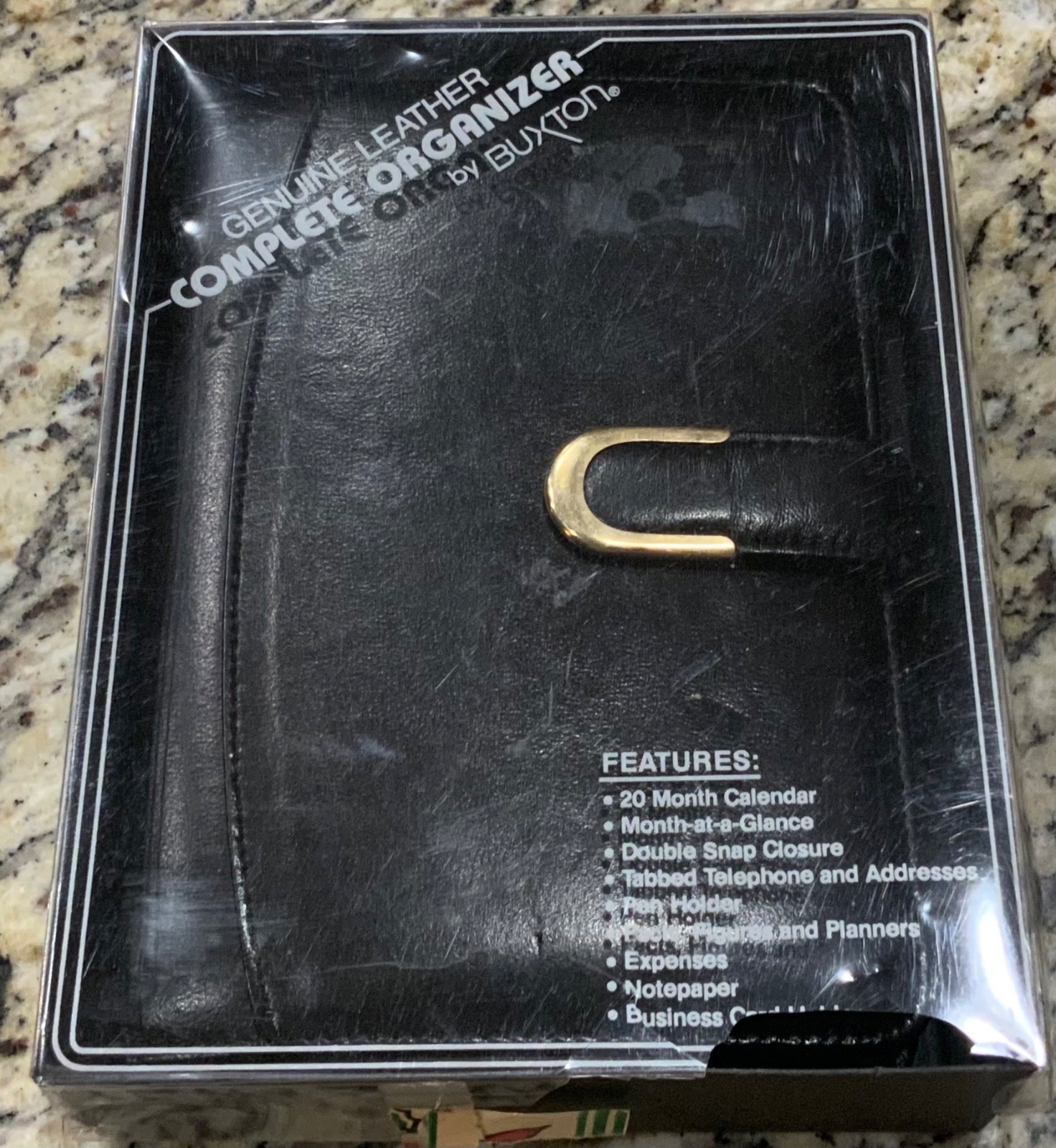 Vintage Buxton Organizer Planner 6 Ring & Button Lambskin Leather Brand New Open