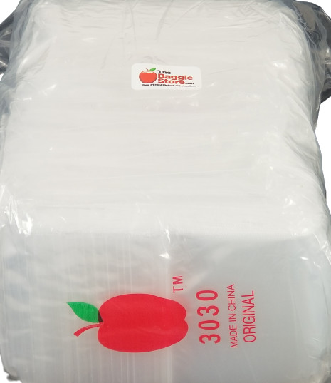 3030 Original Apple Bags 3″ x 3″ Reclosable 1,000 Baggies CLEAR