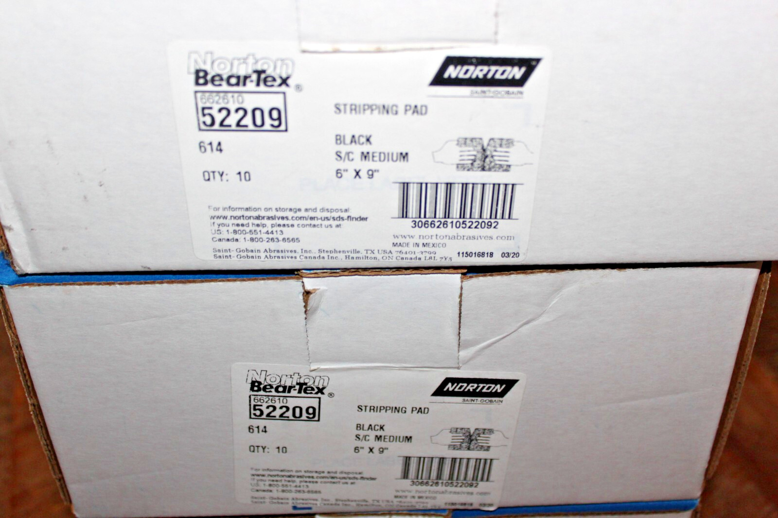 NORTON BEAR-TEX 52209 Black 6″ X 9″ Cleaning/Stripping/Utility Pad (614) Qty 30