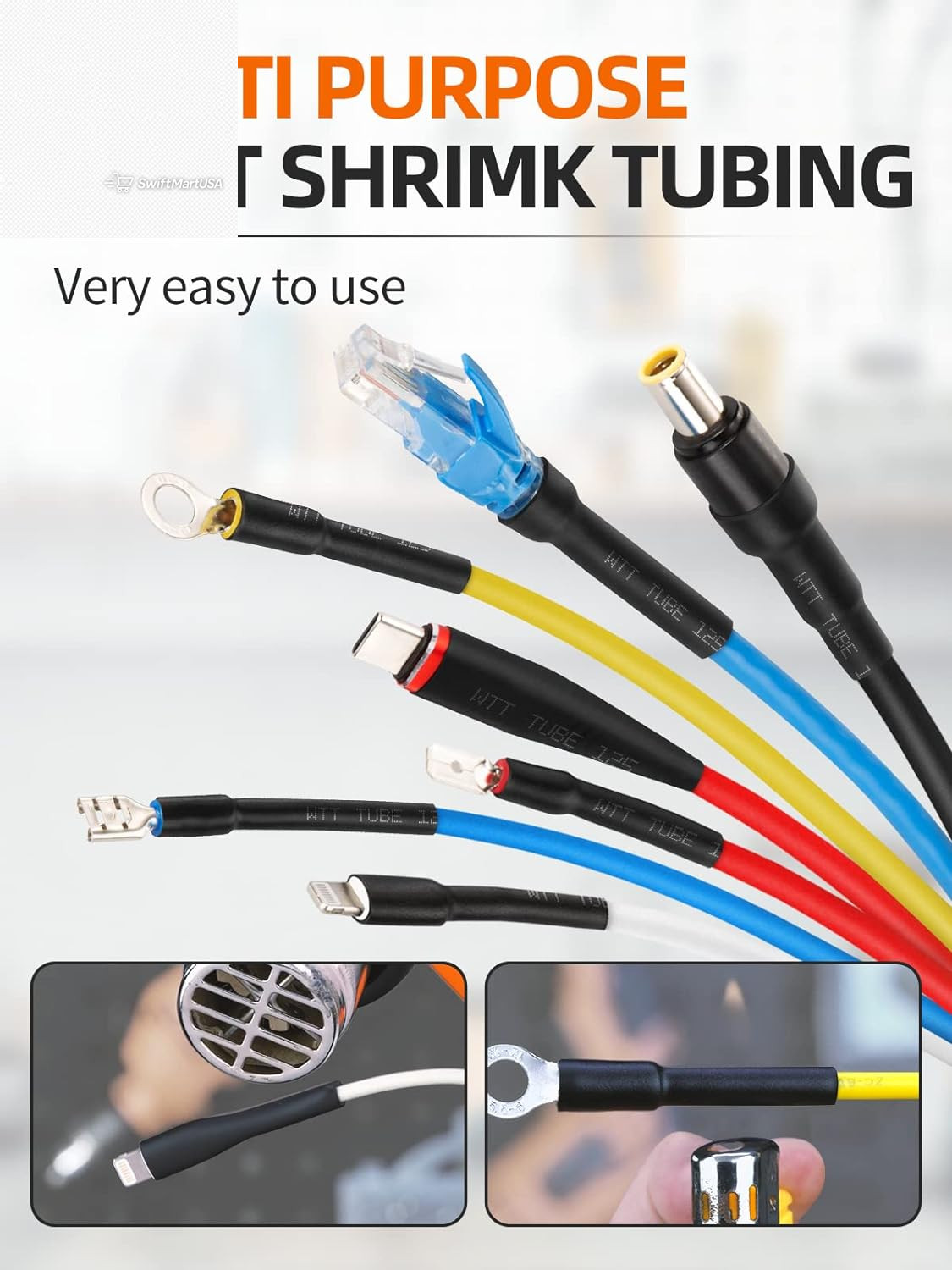 900 Pcs Heat Shrink Tubing Kit 2:1 Marine Grade Electrical Wire Wrap 12 Sizes