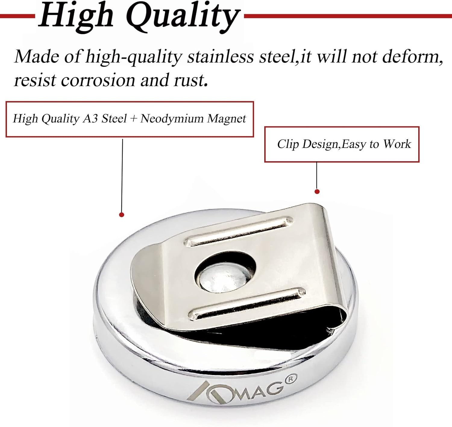 Durable 2″ Diameter Neodymium Magnetic Clip for Tools – 100 lbs Holding Power