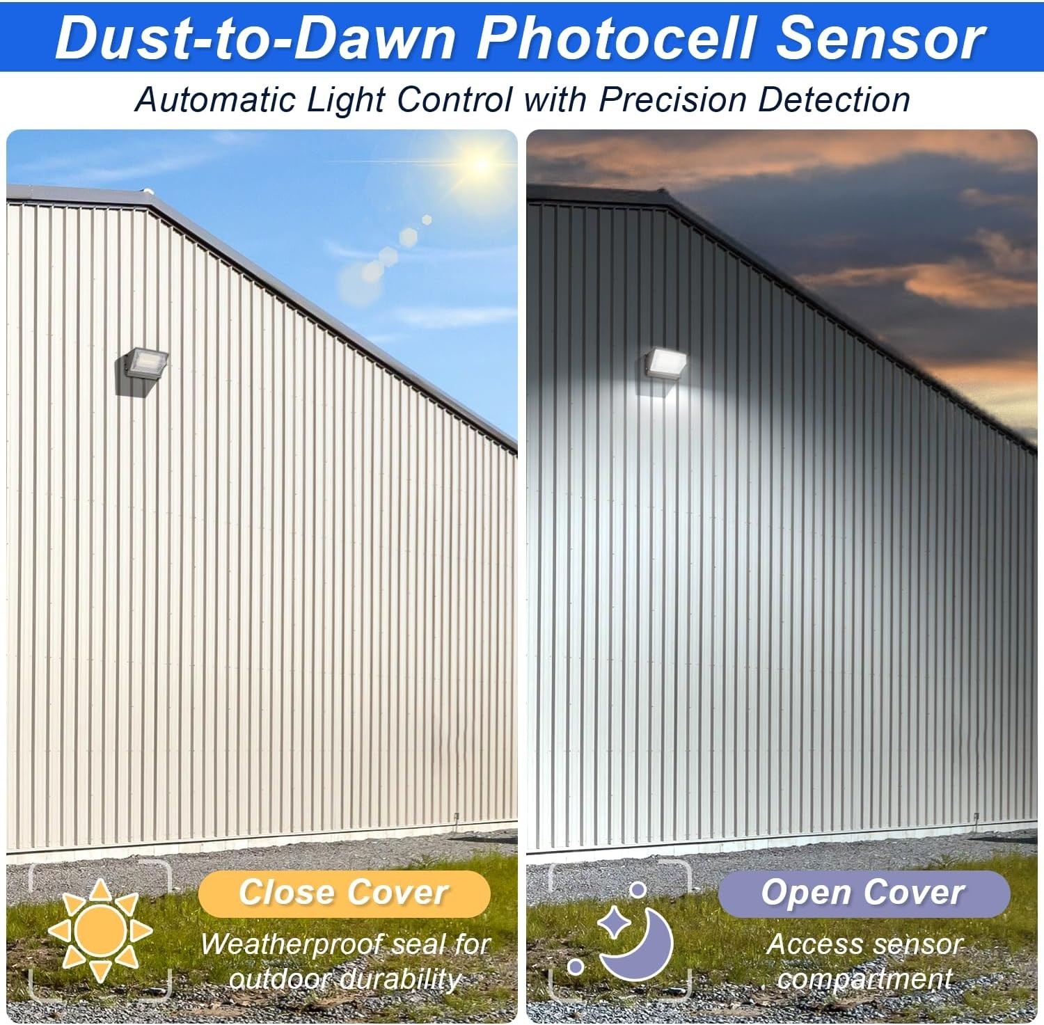 LED Wall Pack Light w/ Photocell 60W-120W Selectable 3CCT IP65 ETL DLC