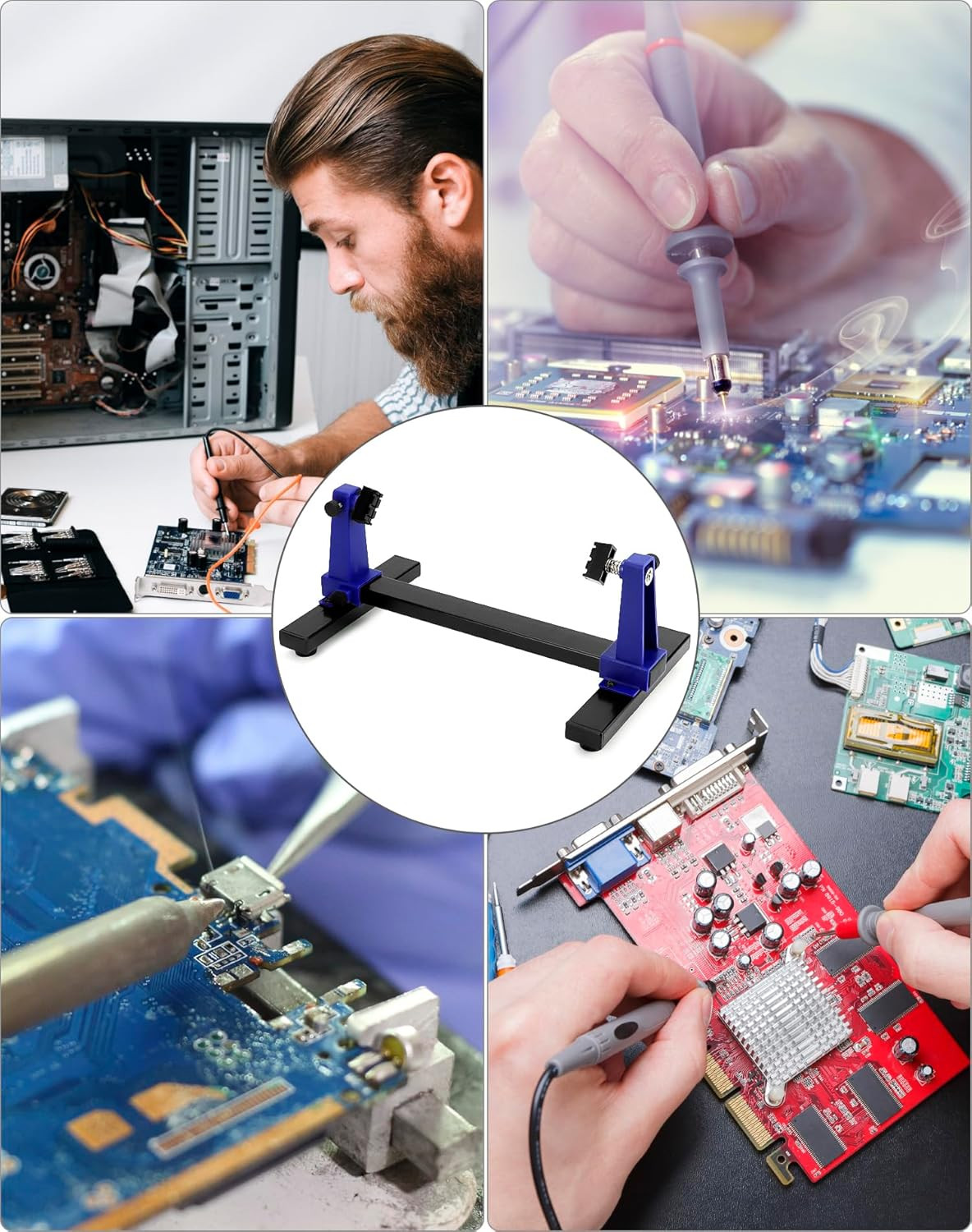 Adjustable PCB Holder 360° Rotating Solder Clamp Stand DIY Tool for Board SMDPro