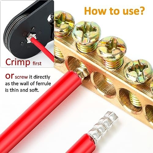 300Pcs 12 10 8 6 4 2 1/0 2/0 Wire Ferrule Tinned Copper Crimp Connector Electric