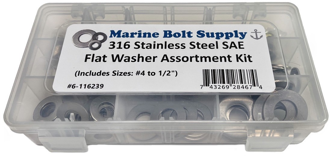 316 Stainless Steel SAE Washer Assortment Kit by Marine Bolt Supply 6-116239