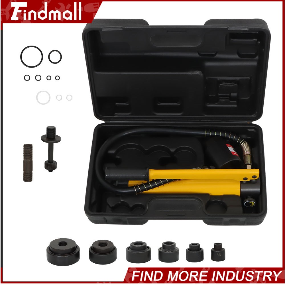 Findmall 10 Ton 1/2″ – 2″ Hydraulic Knockout Punch Driver Tool Kit With 6 Dies