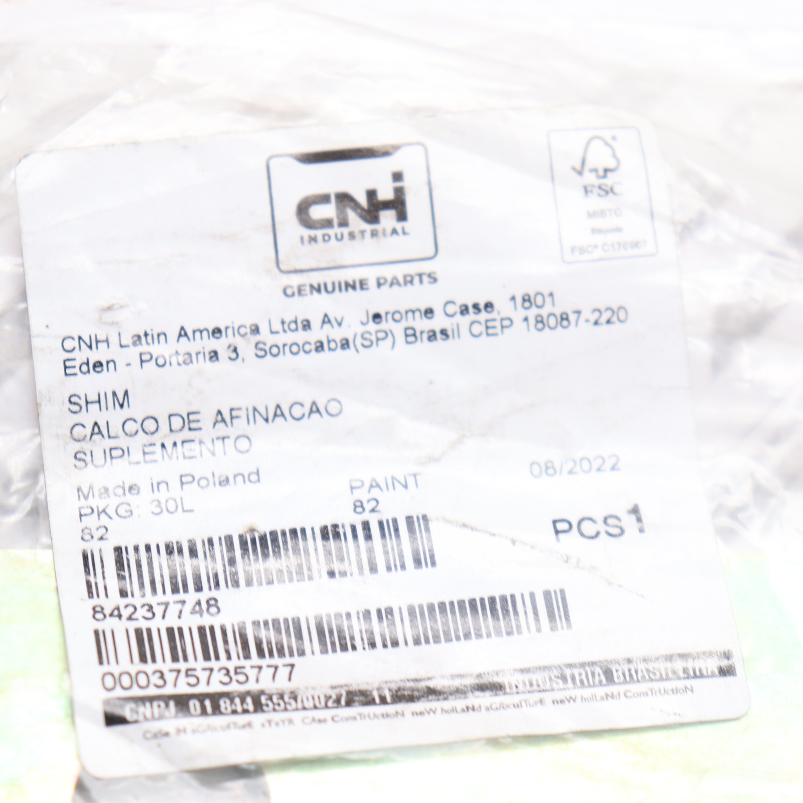 CNH Shim 110 MM L x 150 MM W x 5 MM H 84237748