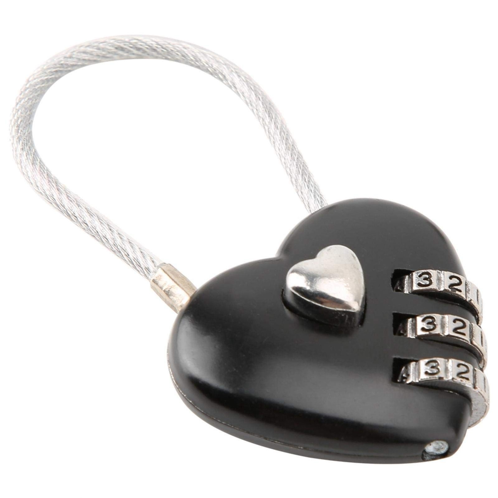 Heart Shape Code Lock Compact mini Size with 3 Digit Combination Black