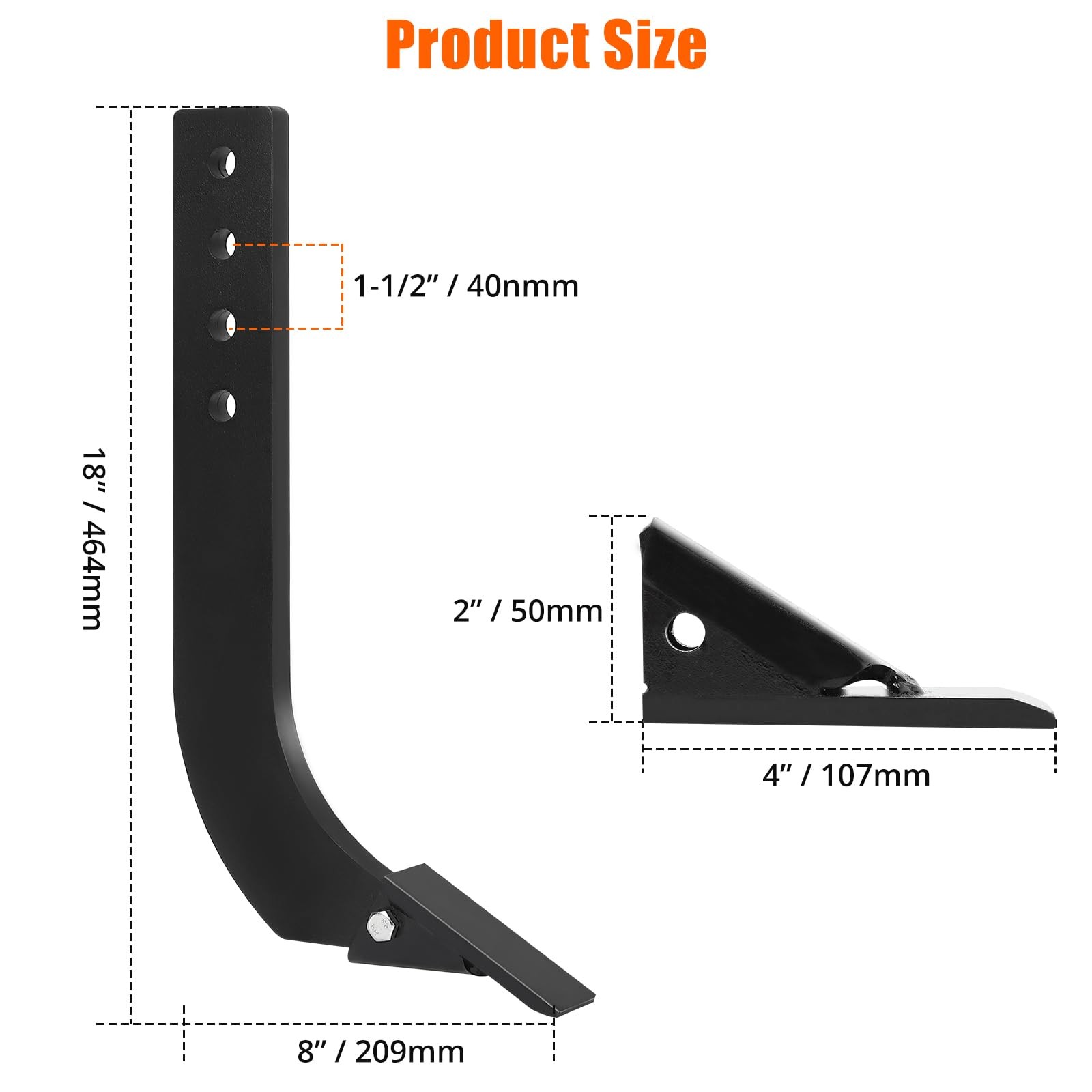 18” Box Blade Shank Steel Scarifier Shank Tooth 4 Holes for Landscaping Grading