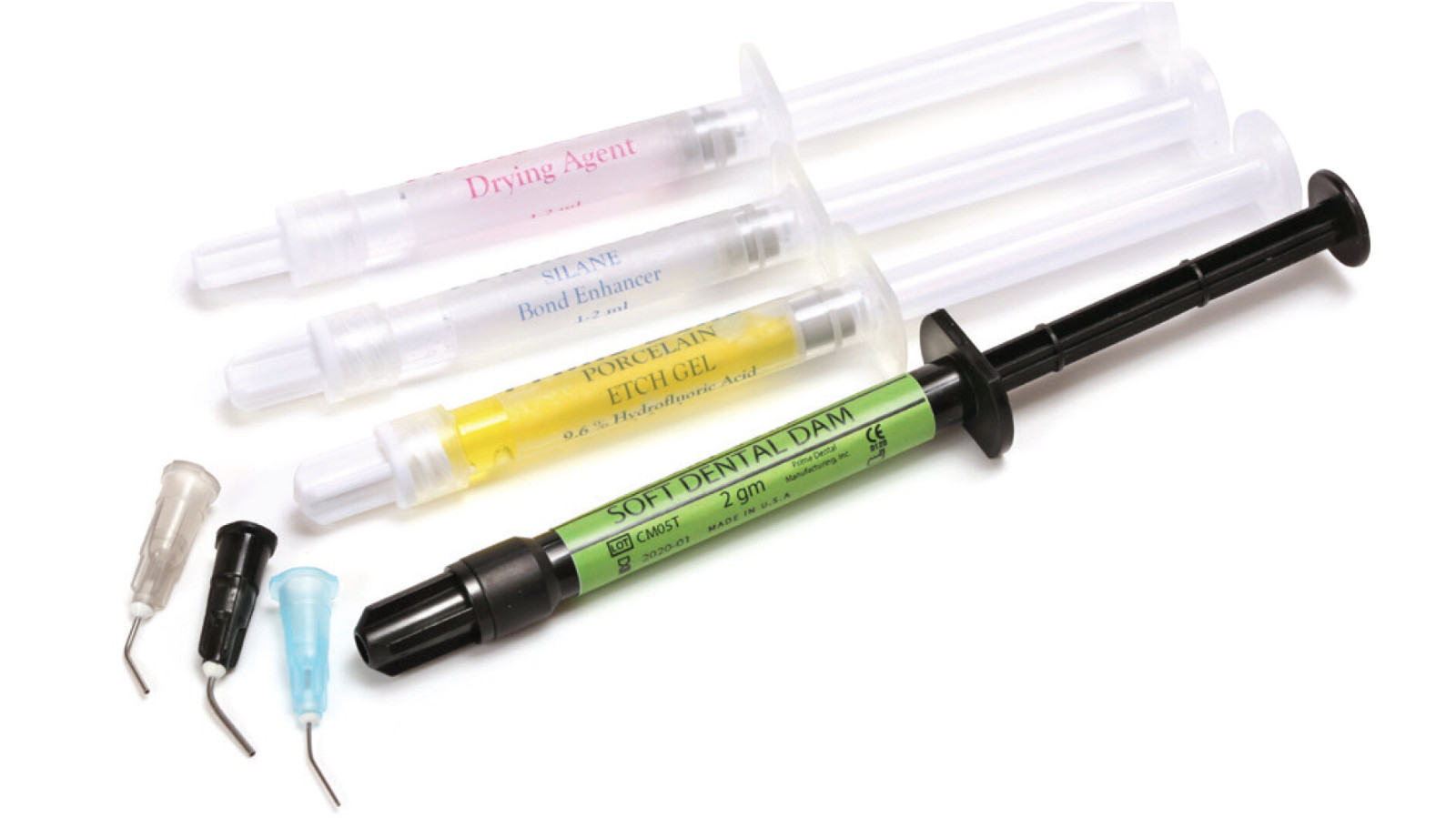Prime-Dent Porcelain Crown Repair Kit (Dental Dam, Etch, Silane & Drying Agent)