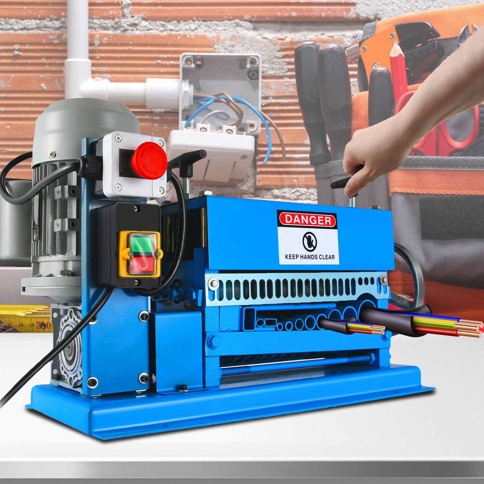 Powered Electric Wire Stripping Machine 15M/MIN 370W 10 Blades Comercial Wire