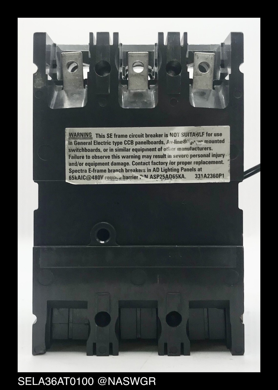 GE Spectra RMS SELA36AT0100 Circuit Breaker w/ 24v Shunt Trip ~ 100 Amp – Tested