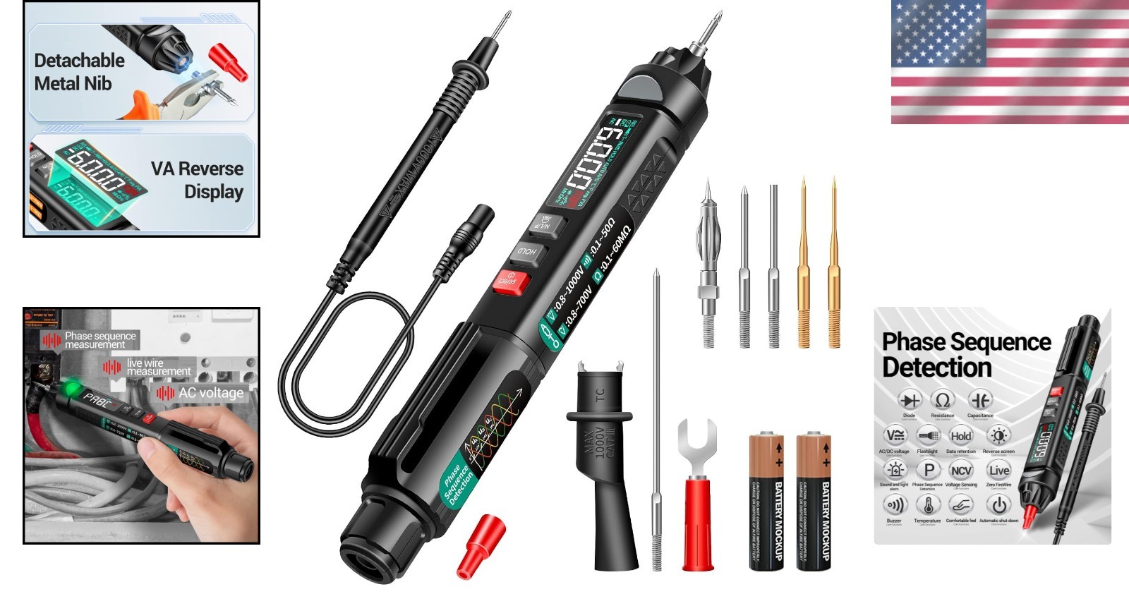Pen Multimeter with Backlit Display for Troubleshooting