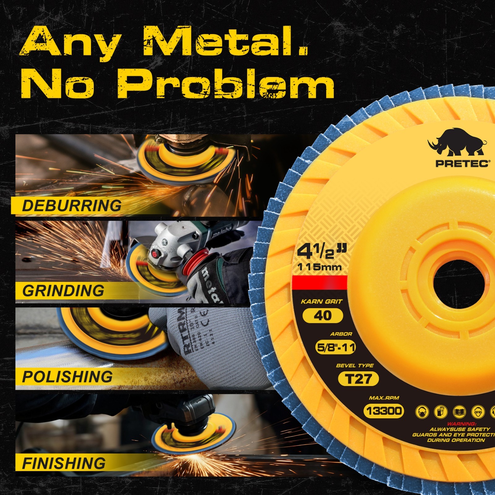 4.5 inch Zirconia Flap Discs 40/60/80/120 Grit Grinding Sanding Wheel Tool-Free