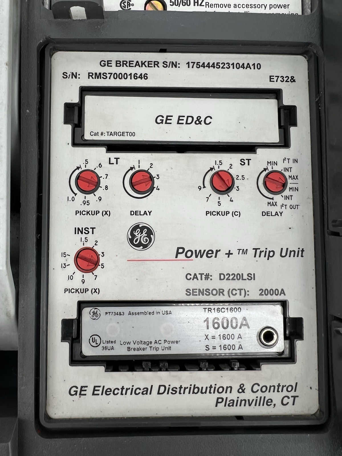 GE SHF20D220 Hi-Break Circuit Breaker, 2000A, 600V, 3P, 3Ø w/ SPUV120AC