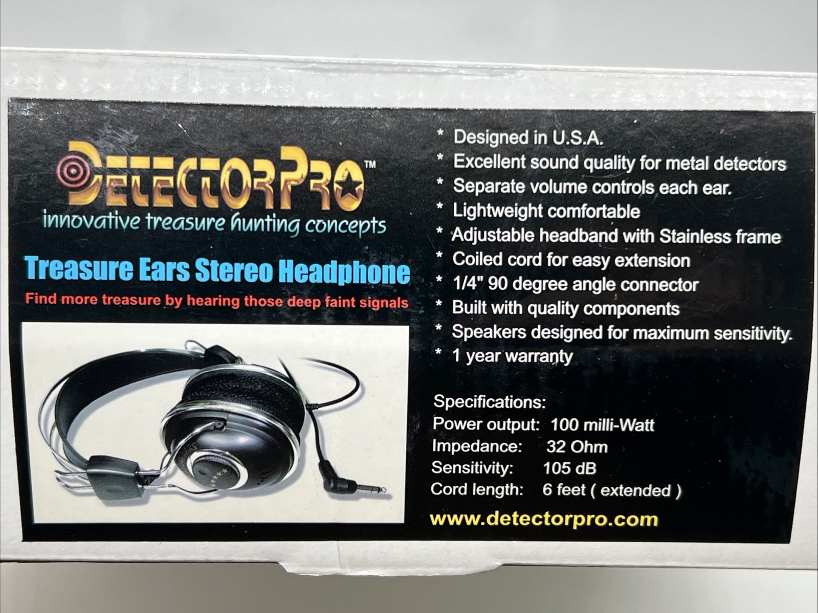 DetectorPro Treasure Ears Metal Detector Detecting Stereo Headphones NEW!