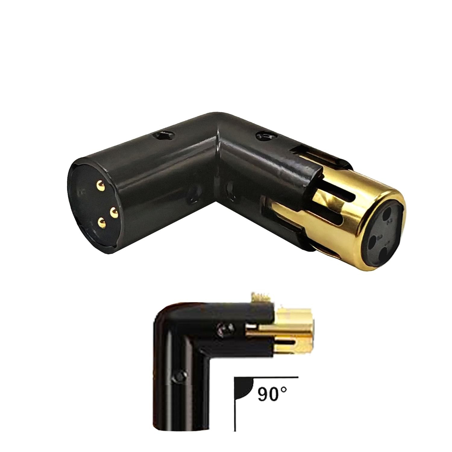XLR Male to Female Right Angle Adapter Adjustable 3-PIN XLR 90 Degree Connector