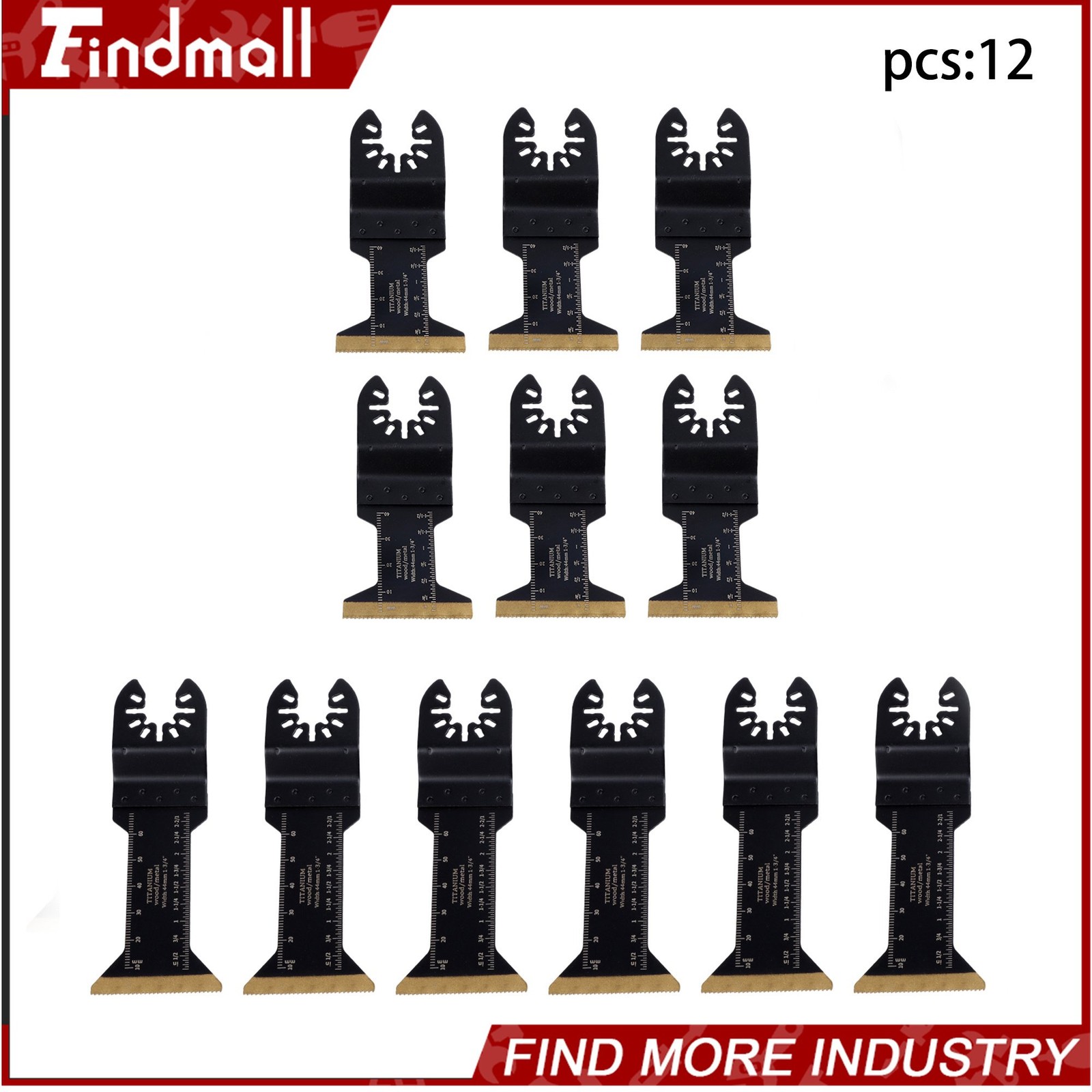 Findmall 12 Pcs Titanium Oscillating Saw Blades Extended Metal Cutting Blades