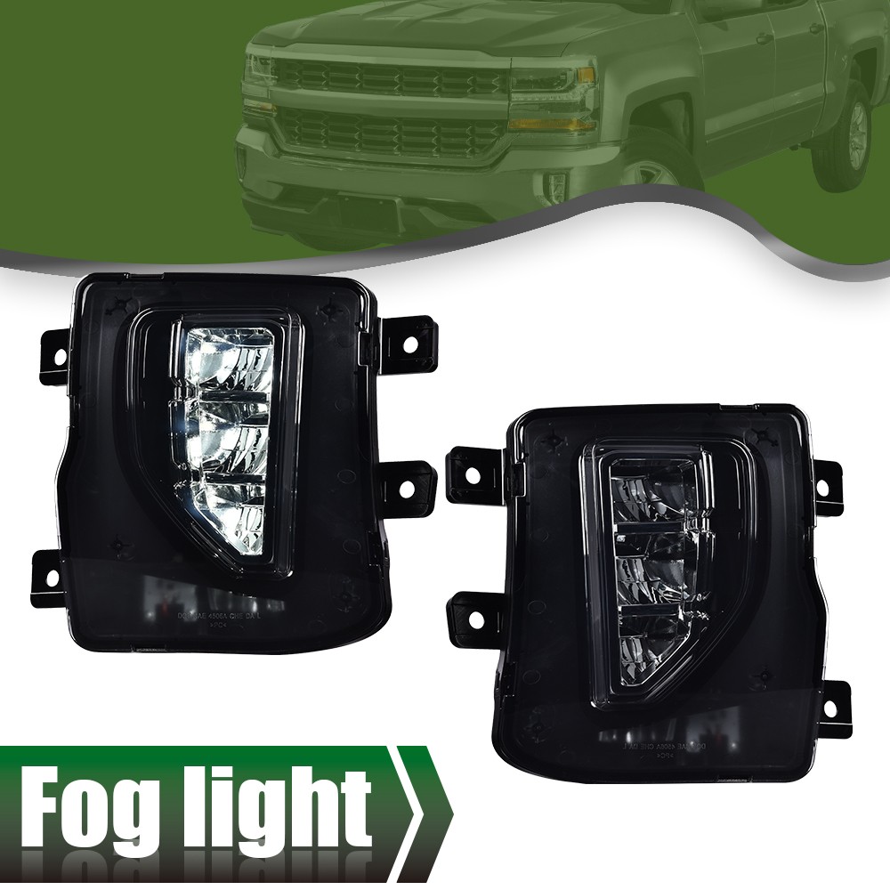 For 2016 2017 2018 Chevy Silverado Bright LED Fog Lights Driving Bumper Lamps