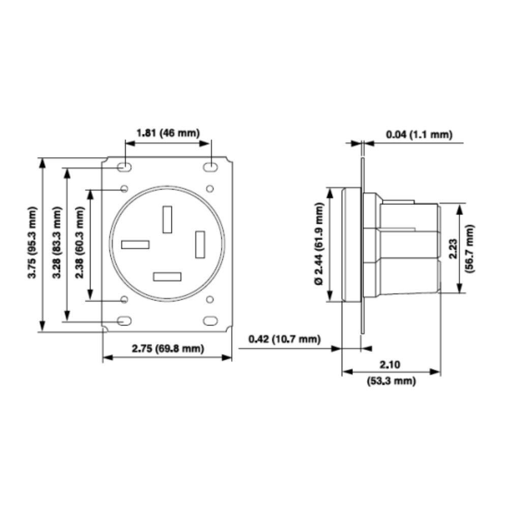 NEW Leviton 9460 60 Amp Flush Mount Receptacle, 125/250V, 14-60R, 3P4W
