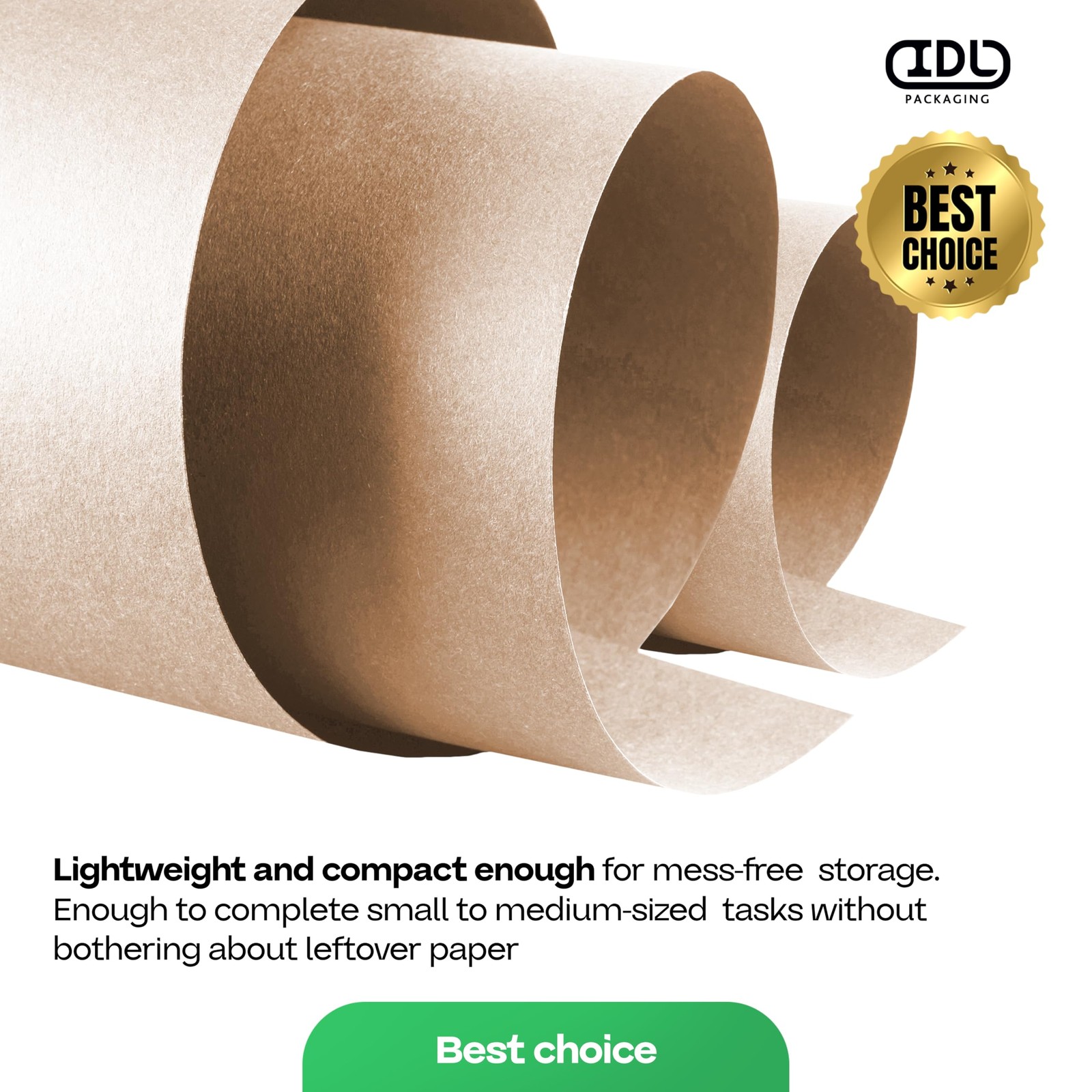 Brown Kraft Paper Roll 18″ x 2160″ (180 feet) – USA-Made Brown Wrapping Paper…