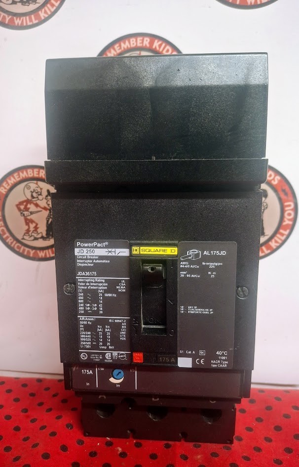 SQUARE D JDA36175 3P 175Amp 600V I-Line PowerPacT Circuit Breaker SHIPS SAME DAY