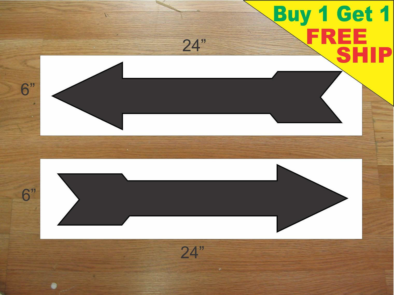 ARROW BLACK 6″x24″ REAL ESTATE RIDER SIGNS Buy 1 Get 1 FREE 2 Sided Plastic
