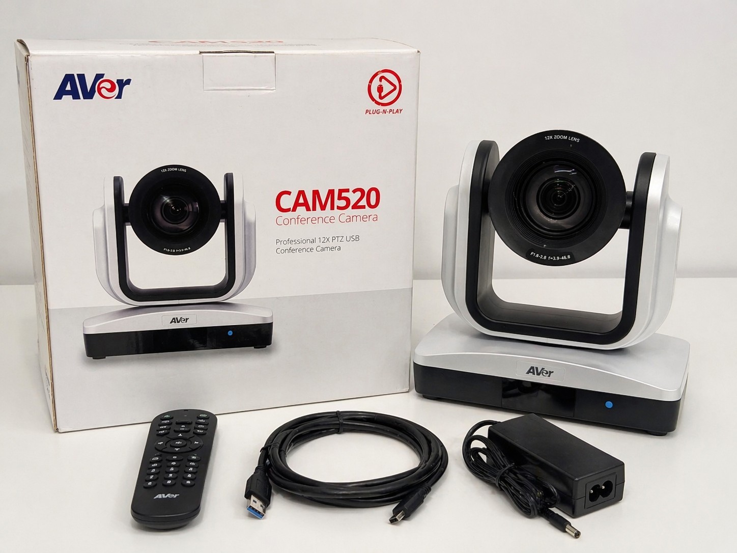AVer CAM520 12X PTZ USB Conference Camera w/ Remote, USB Cable, Power Adapter